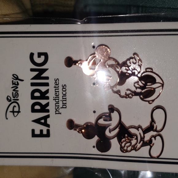 Disney Micky Minnie gold rose earrings NEW - Picture 5 of 6